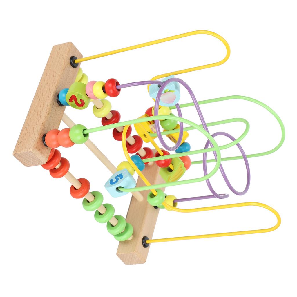 Wooden Bead Maze Activity Cube Fruits Slide Abacus Toddler Roller Coaster Educational Toy L