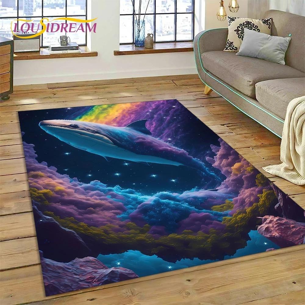 3D подводный мир, морское дно, Дельфин, мультяшный ковер, ковер для гостиной, спальни, домашний декор, нескользящее украшение для дивана, подарок ребенку