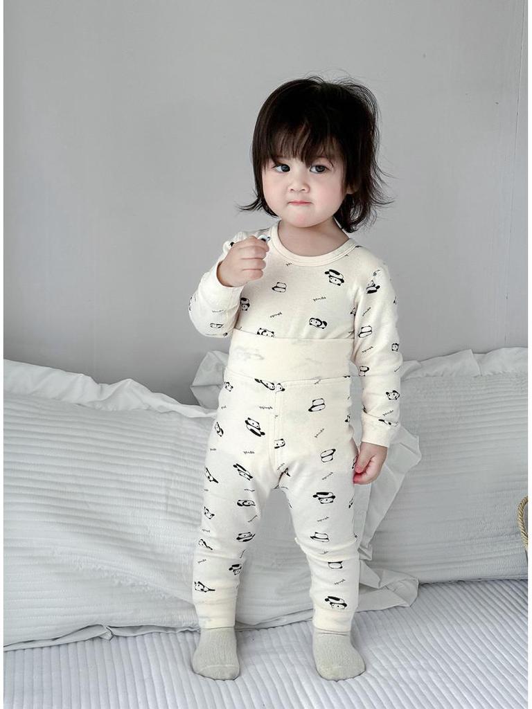 25 Стилей Детский Хлопковый Комплект Нижнего Белья с Завышенной Талией для Мальчиков и Девочек - Защита Животика, Бесшовный, Теплая Осенне-Зимняя Домашняя Одежда