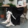 Ruffles Lace Skirts Women Spring Summer High Waist Elegant Mid Length Women's Skirts