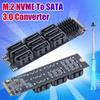 Конвертер M.2 NVME в SATA 3.0 6 Гбит/с M.2 NVME M-Key в SATA 9-портовая карта расширения PCIE 3.0 X2 Емкость жесткого диска для настольного ПК