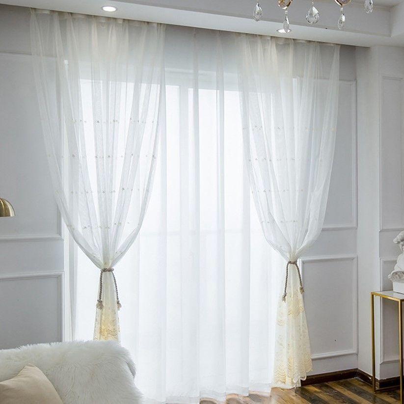 Кружевные занавески, спальня, гостиная, скандинавские занавески, разделительные занавески из марли, защита от солнца и ультрафиолета, пасторальная маленькая свежая белая пряжа