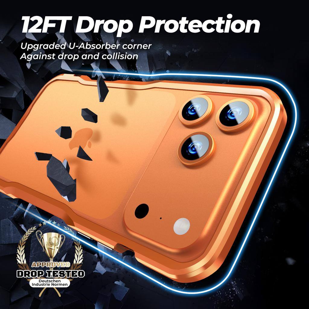 LUPHIE For iPhone 17 Pro Max Case Metal Bumper Frame Shockproof Phone Cover