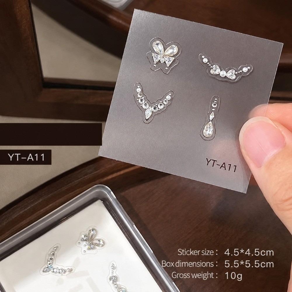 Adhesive Backing Nail Charm Art Stickers Love Heart Shape Zircon Nail Decoration For Women