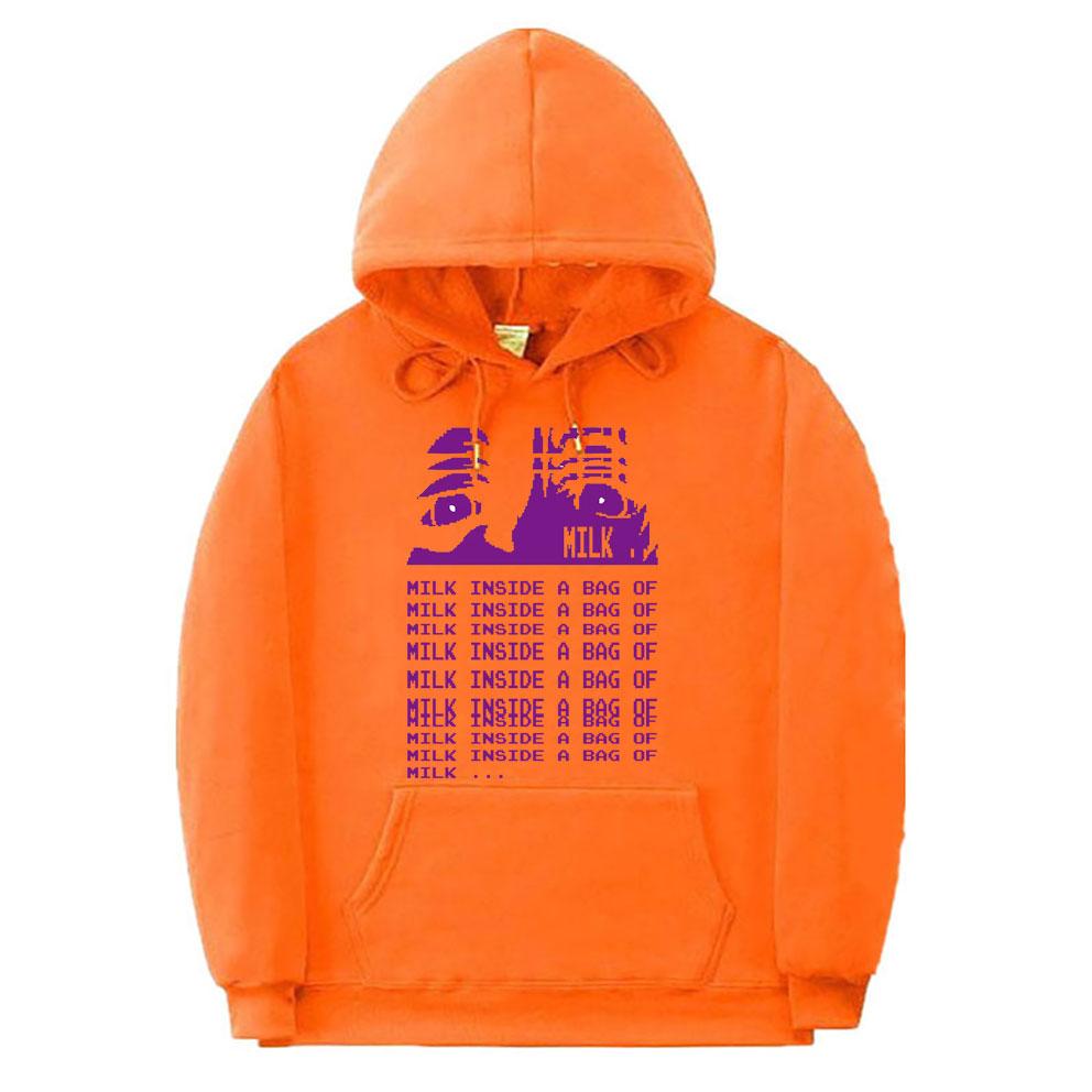 Мужчины Женщины крутые модные толстовки с рисунком Толстовка с капюшоном Ulzzang Milk Inside A Bag of Milk Толстовка с капюшоном с принтом аниме «Глаза»