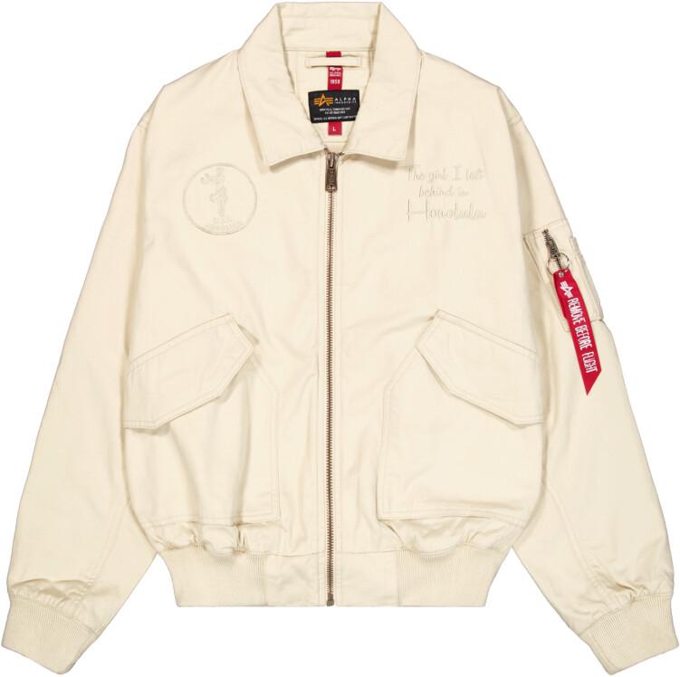 Зимняя куртка Alpha Industries CWU-45 Canvas Honolulu Bomber Jacket (156126) винтажный белый