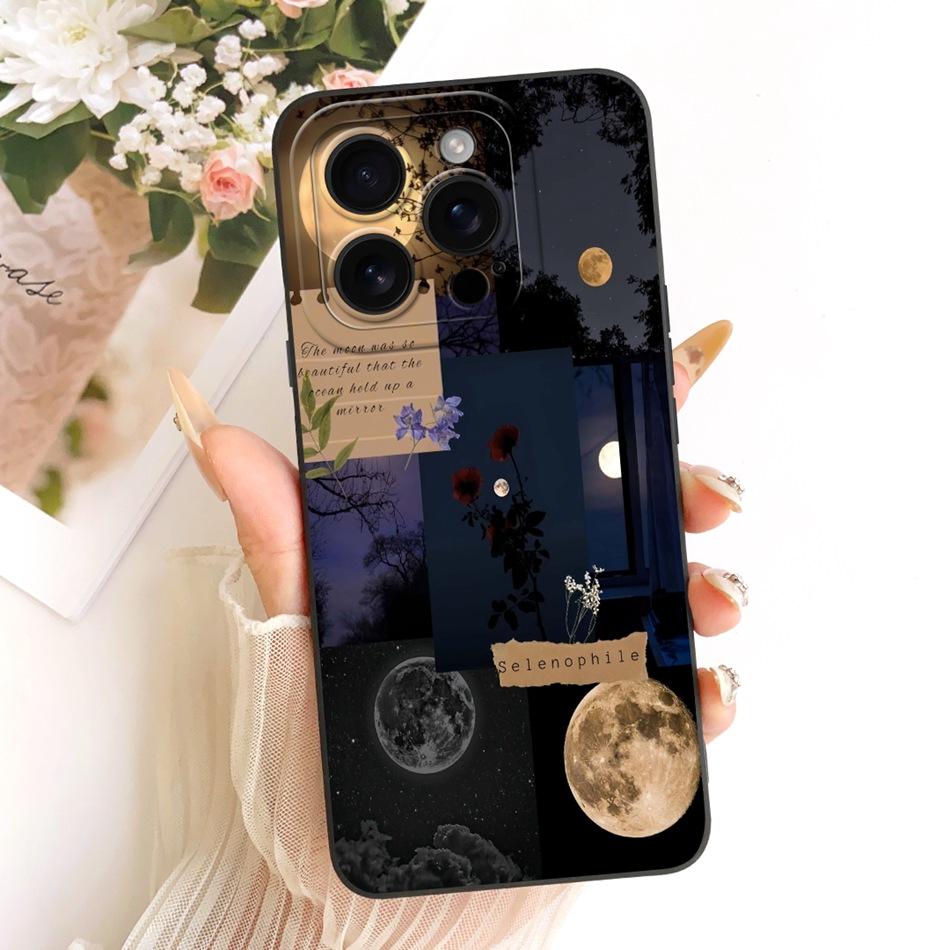 For iPhone 16 Pro Max Fashion Dusk Beach Painting Phone Case For iPhone16 16Pro 16ProMax Soft Silicone Covers Bumpers
