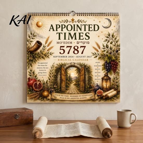 Religious Home Decor 2026-2027 Appointed Times Wall Calendar, Spiral Bound Scripture Illustrated Calendar with Feast Jewish Holidays Planner