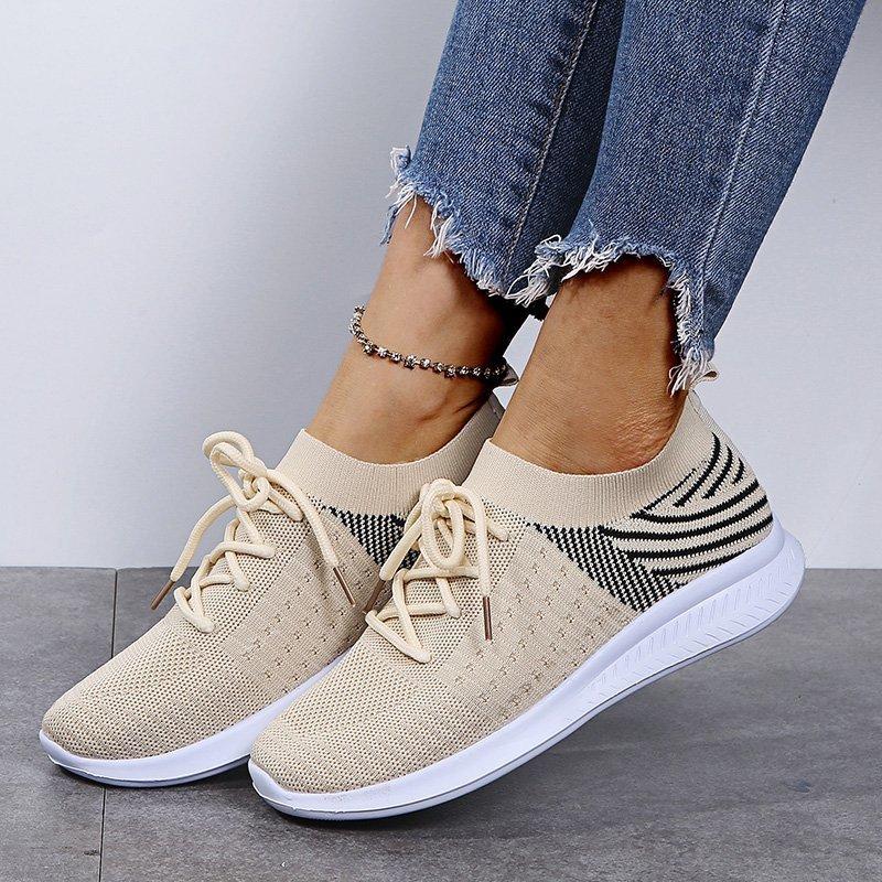 Women's Shoes Soft Soles Mesh Surface Leisure Sports Women's Shoes Soft Soles Breathable and Comfortable Flying Woven Women's Shoes