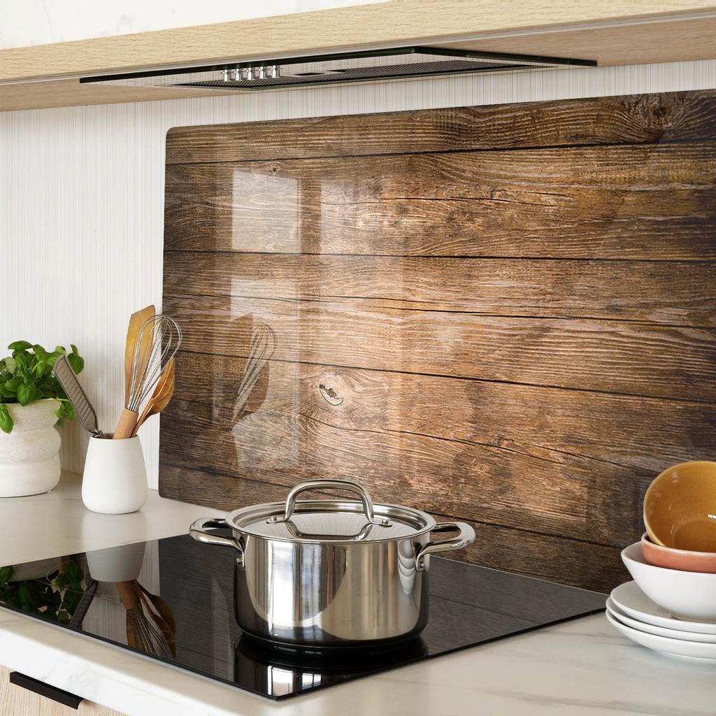 Kitchen Multifunctional Decorative Board Tempered Glass Wood 80x52 cm