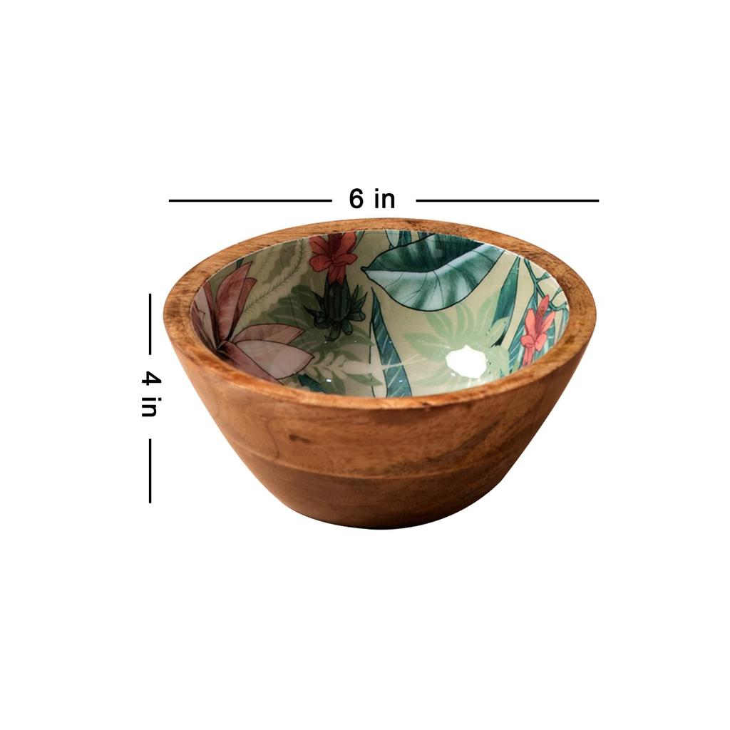 Деревянная сервировочная миска, Wooden Serving Bowl (Green),  Nestroots