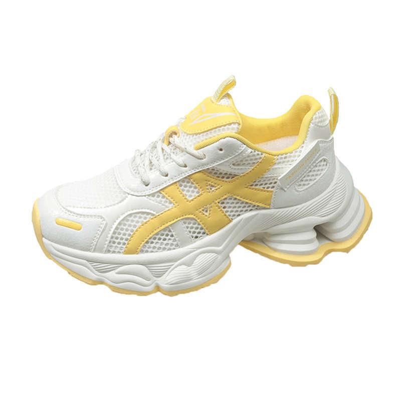 Женские кроссовки «папины» лето 2025 новинка универсальные сетчатые дышащие на толстой подошве супер огонь повседневные спортивные маленькие белые туфли ins тренд