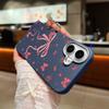 For iPhone 16 15 Pro Max 14 Pro 13 12 11 Case Bowknot Floral Print Slim TPU Leather Texture Soft Matte Shockproof Phone Cover