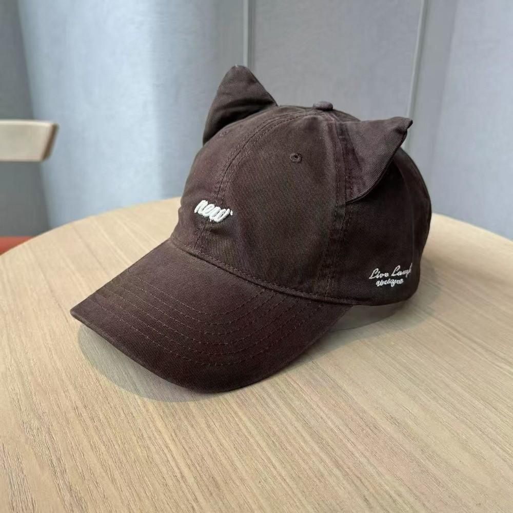 Wide Brim Embroidery Letter Baseball Cap Embroidered Peaked Cap Simple Cat Ear Hat Men