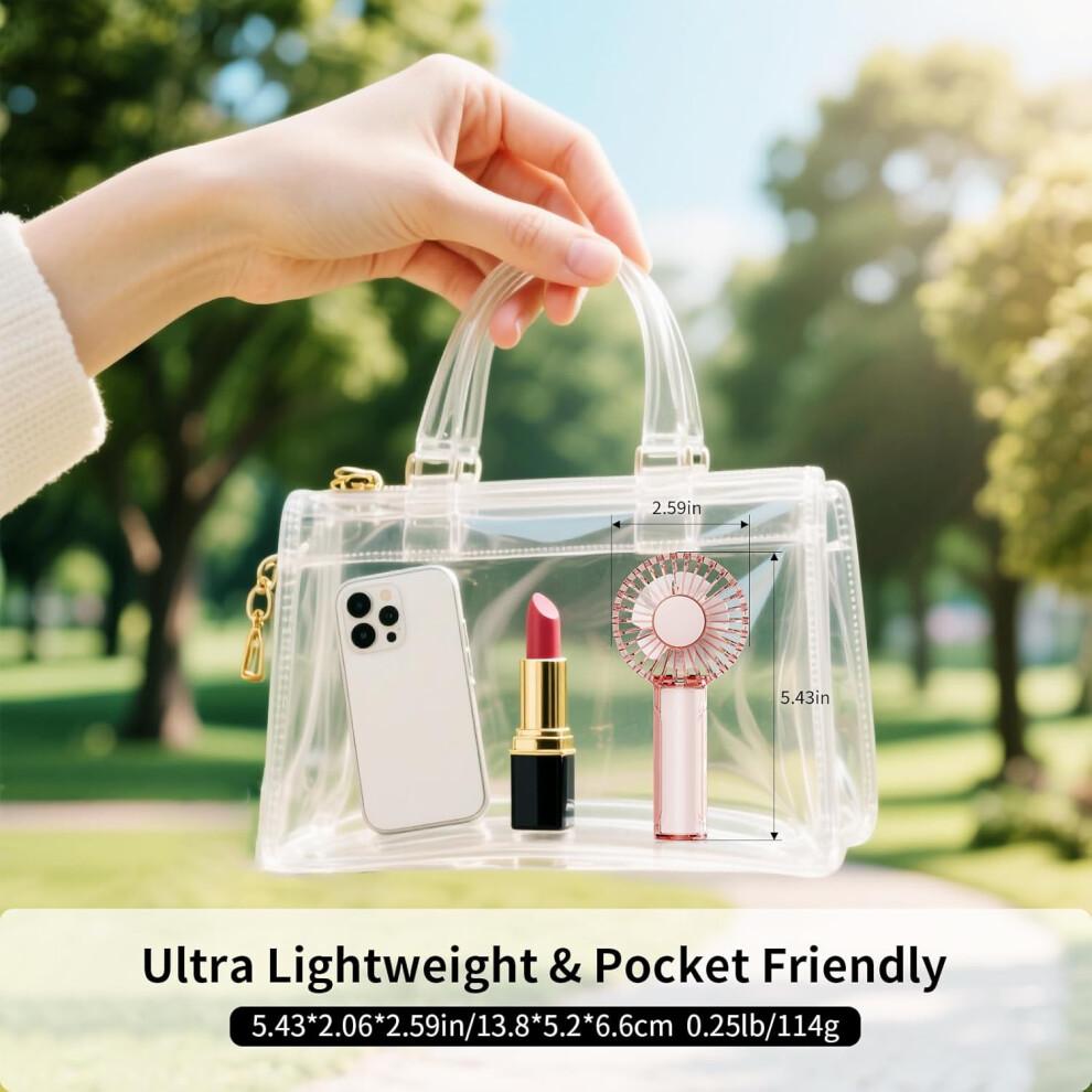 Portable Handheld Fan with Dual Motor Cooling, 4 Speed Quiet Mini Rechargeable Design for Travel Pink