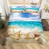 Beach Starfish Duvet Cover Set Queen Blue Cute Ocean Creatures Bedding Set Sea Shells Starfish Print Tropical Comforter Cover
