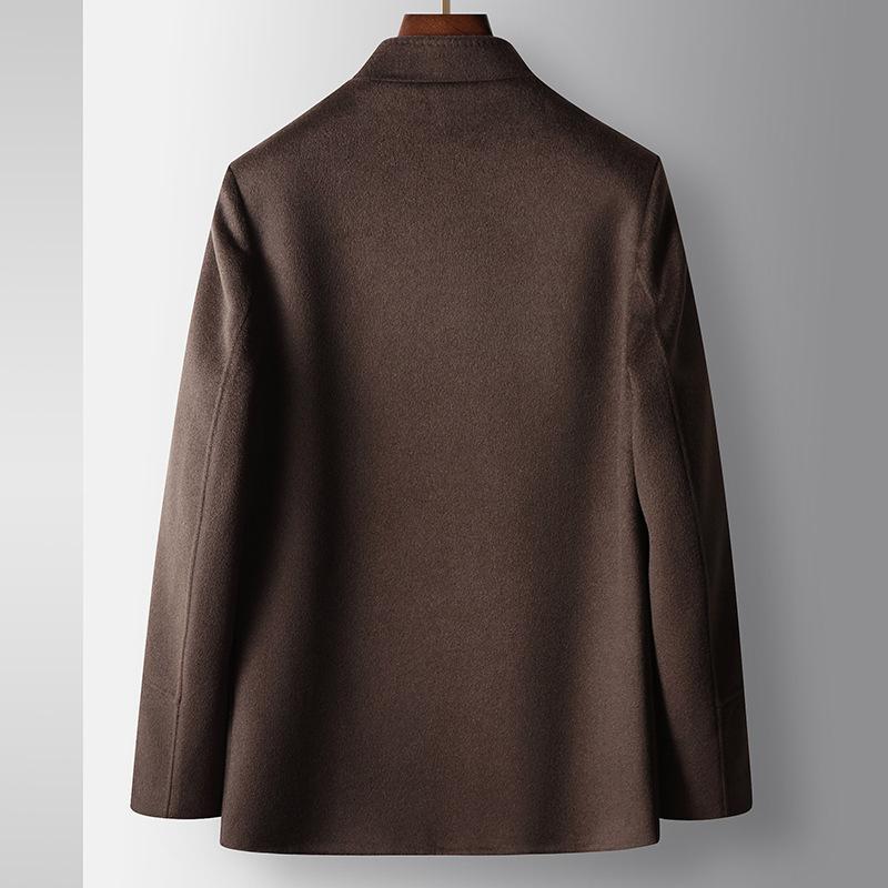 Осенне-зимний китайский молодежный костюм Тан с воротником-стойкой, двусторонняя шерстяная повседневная теплая куртка