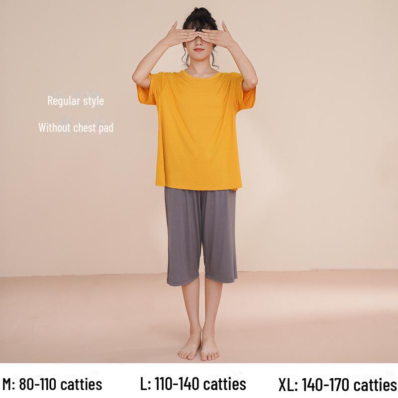 Женский летний пижамный комплект из модального хлопка с короткими рукавами и нагрудной накладкой