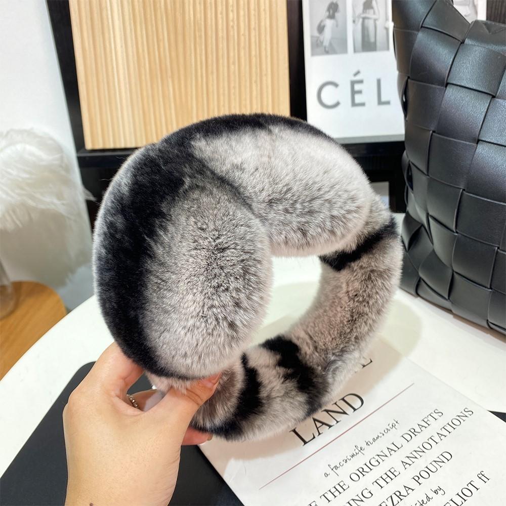 Women Winter Real Rex Rabbit Fur Earmuffs Soft Fluffy Natural Rex Rabbit Fur Ear Protection Girls Fashion Earmuffs