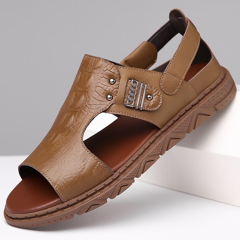 Open-toe Summer Man Sandals Breathable Mens Casual Shoes Outdoor Mens Leather Sandals New Quick Dry Beach Shoes Roman Sneakers