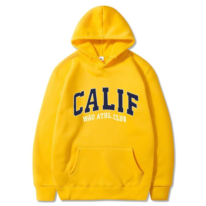 Мужская и женская зимняя толстовка с принтом CALIF, пуловеры с капюшоном, корейская мода, свободные повседневные толстовки с капюшоном, флисовый пуловер, женская одежда
