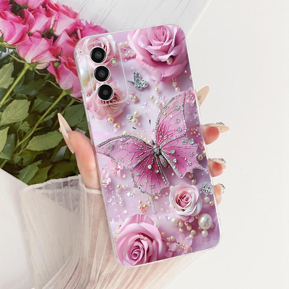 Transparent For Samsung M13 4G SM-M135F Case For Samsung Galaxy M13 4G Cover Cute Cat Fashion Butterfly Funny Painted Casing