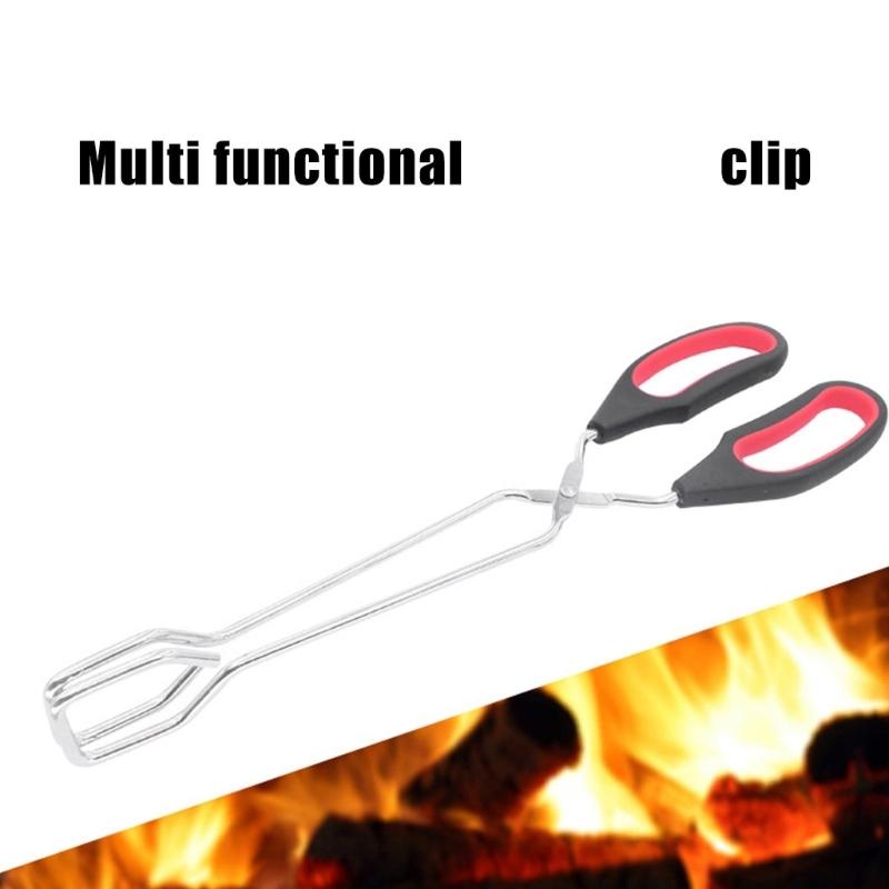 Large Size BBQ Charcoal Food Tong for Safe and Easy Grilling Barbecue Scissor Metal BBQ Baking Clip with Long Handle
