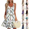 Женское летнее платье с карманом без рукавов сарафан с цветочным принтом