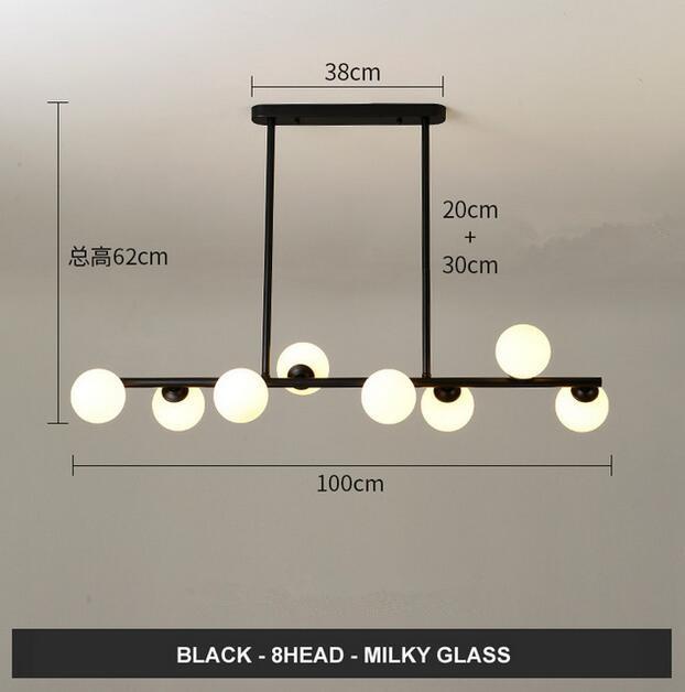 Dining Room Ceiling Chandelier Suspension Horizontal Glass Balls Chandeliers Kitchen Hanging Lamp Office Front Desk Lights