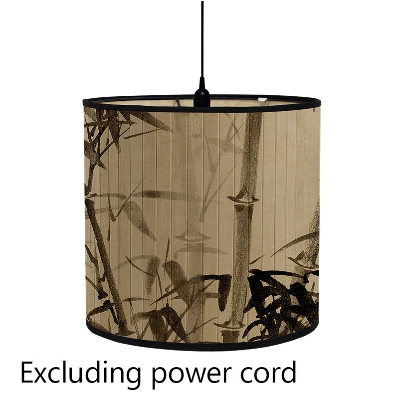 Абажур с цветочным принтом птицы, складной ретро бамбуковый абажур, абажуры ручной работы с зелеными растениями