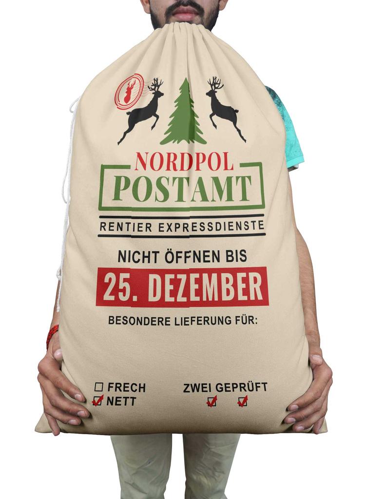 Printtoo Упаковка из 2 специальных рождественских мешков со шнурком, очень большого размера, для многоразового хранения рождественских подарков, 27x20 дюймов