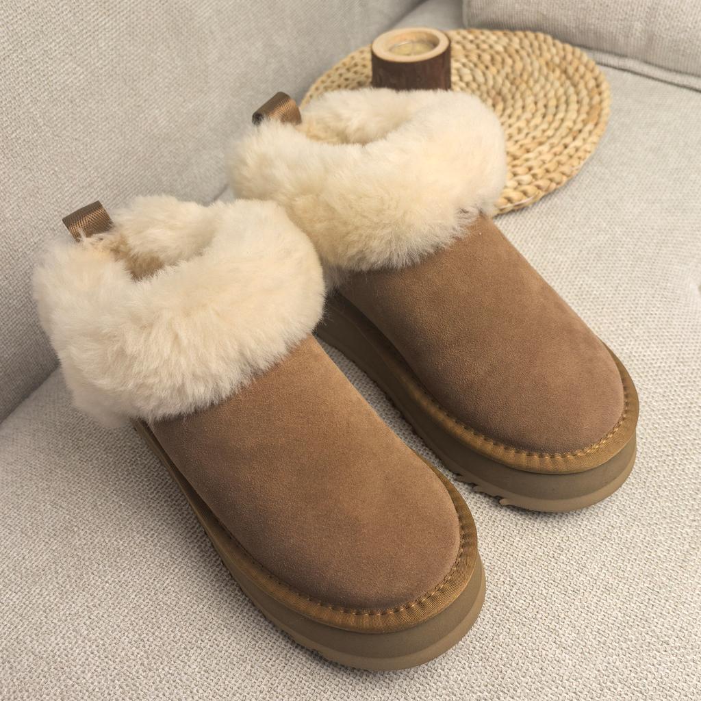 Cowhide Women's Shoes Tazt Sheepskin Fur Integrated Snow Boots Winter Warm Non-slip Large Cotton Shoes Women's Snow Boots