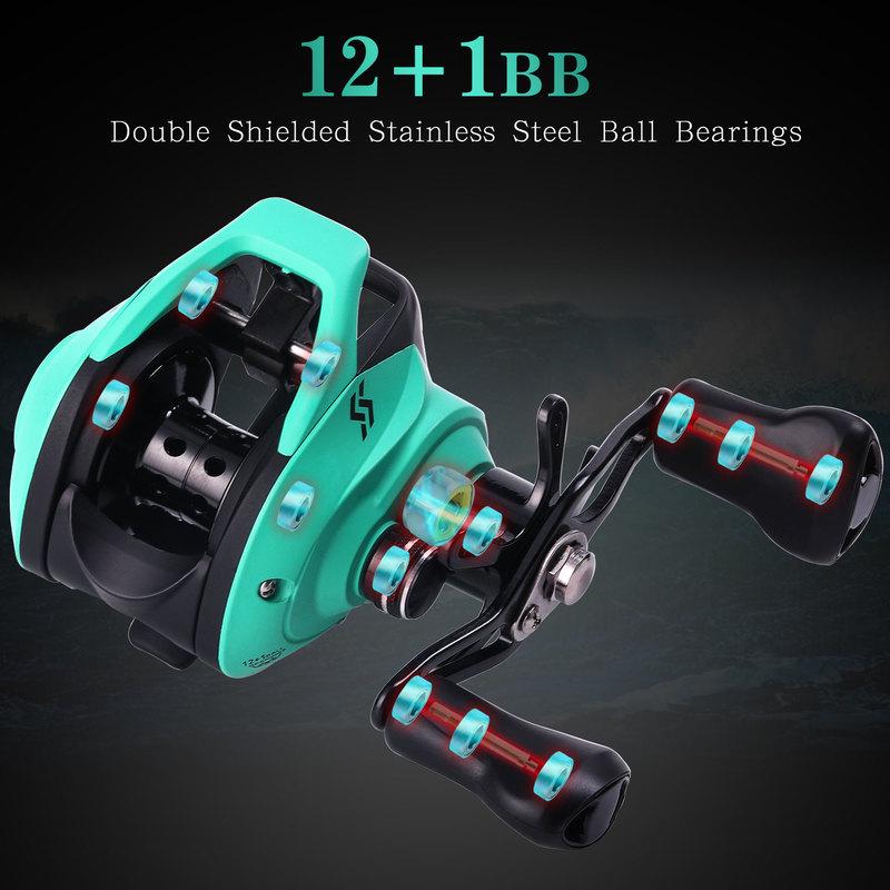 Комбинированные катушки для удочек для наживки с 4-секционными удилищами для наживки, 12 + 1BB, набор для кастинговой катушки