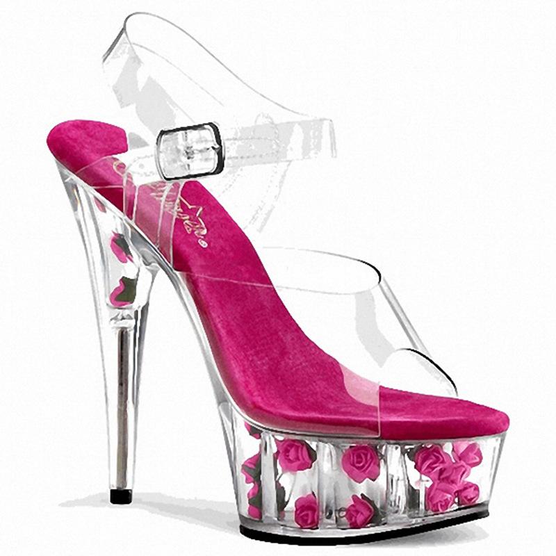 Женские сандалии Patform, модные новые сандалии для ночного клуба розового цвета, сандалии на высоком каблуке 15 см, сандалии с открытым носком YKC