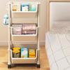 Movable Storage Rack Multifunctional Storage Organizer with 360 Degree Rotating Wheels Trolley