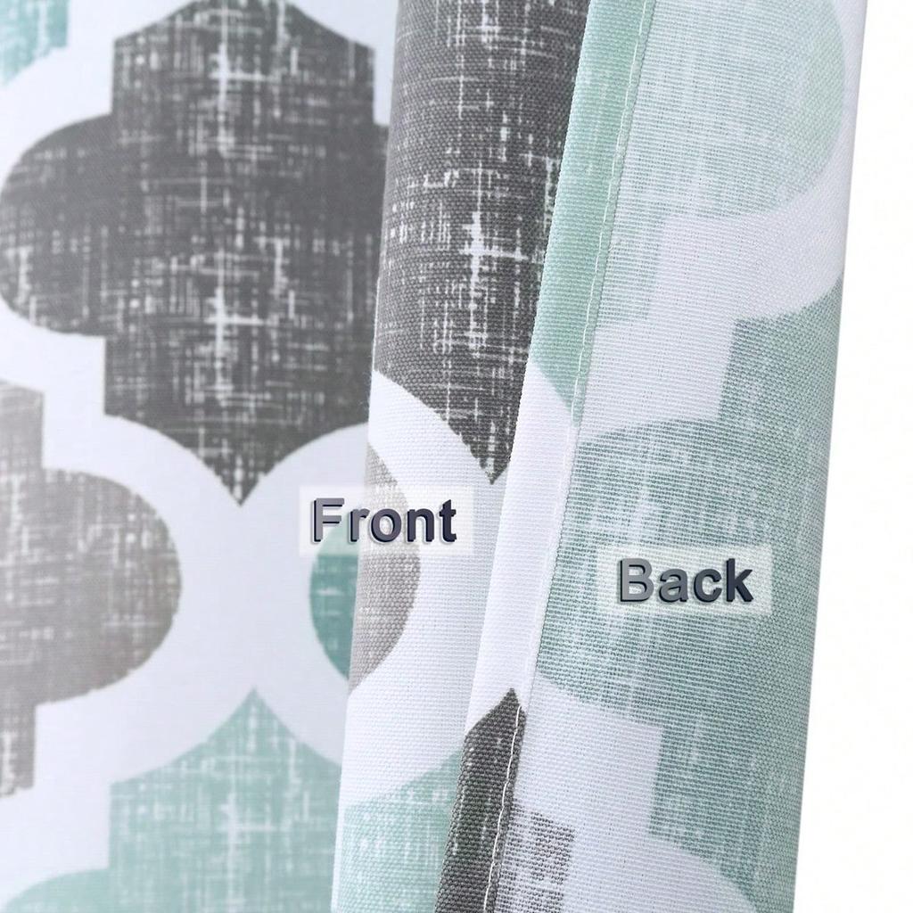 Fabric Shower Curtain Geometric Quatrefoil Patterned Modern Poly-Cotton Farmhouse Bath Shower Curtain Machine Washable