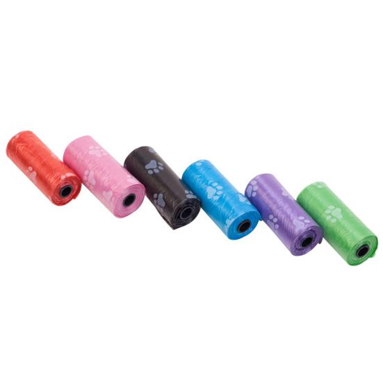 5 рулонов пакетов для собачьих какашек с отпечатком лапы, для кошачьих отходов, для уборки на улице и дома, мешок для мусора