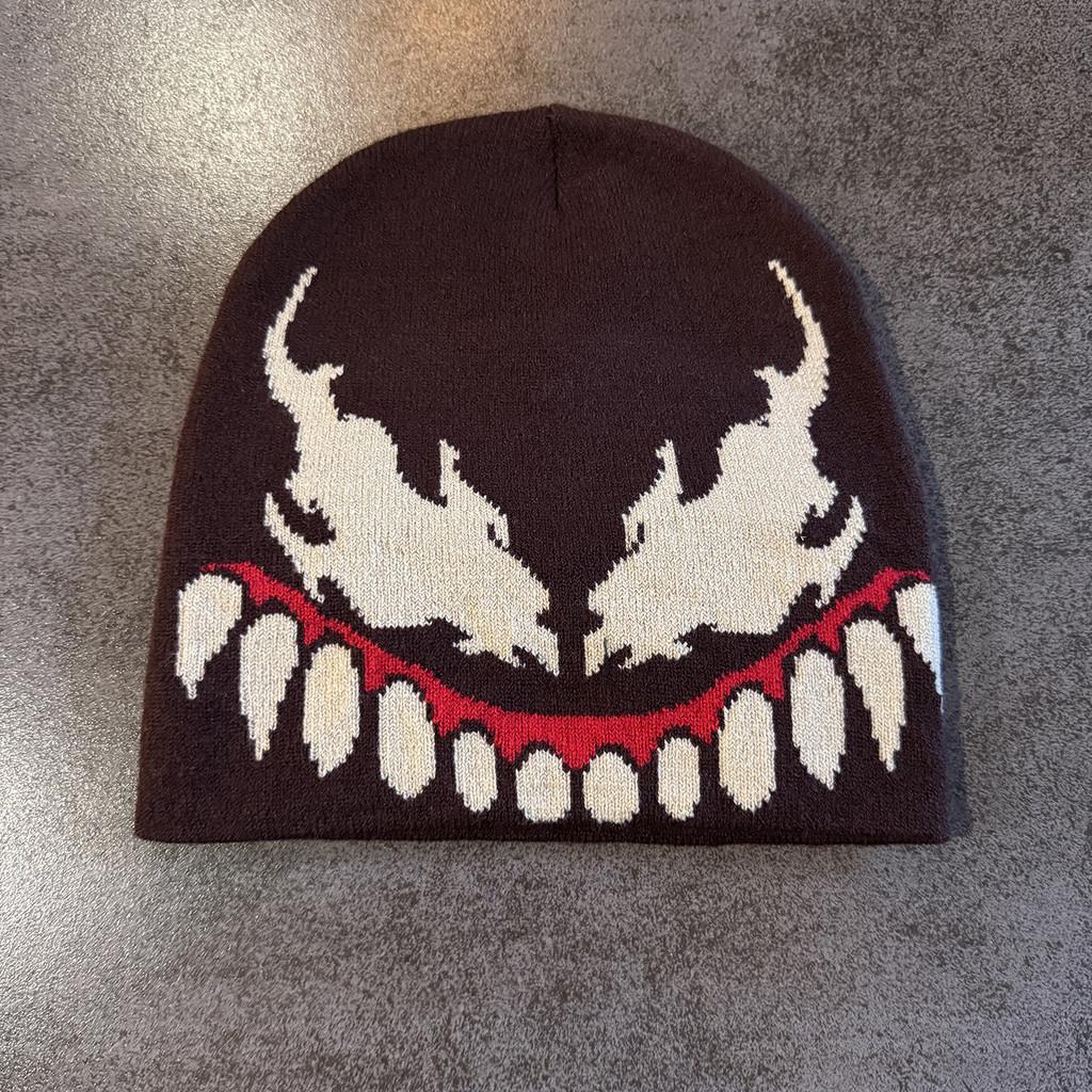 Venom Style Knit Hat Unisex Acrylic Fabric For Streetwear And Cold Weather