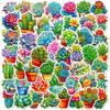 50 Succulent Stickers Cartoon Ins Wind Succulent Story Series Plant Flowers Graffiti Hand Account Stickers