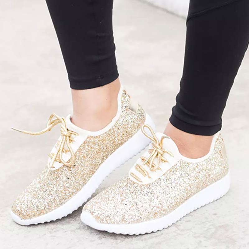 Женские балетки Bling Sliver Glod женские кроссовки 2019 Новые Basket Chaussures Femme Большие размеры Плоские женские повседневные туфли rgt5