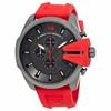Diesel Men's Mega Chief Quartz Stainless Steel and Silicone Chronograph Watch, Gray and Red (Model: DZ4427)