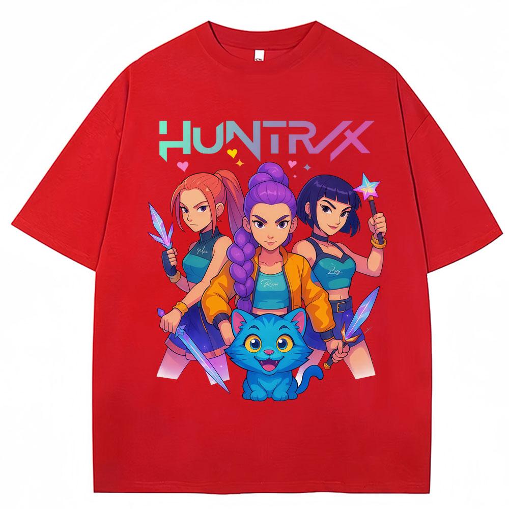 Kpop Аниме Охотники на демонов Huntrix Неуклюжий Тигр Футболка Мужская Женская Эстетичная Винтажная Футболка Оверсайз Хлопок Летняя Уличная Футболка