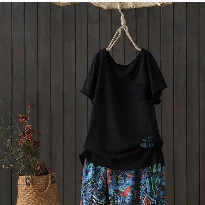 Хлопковая футболка женская в летнем стиле с карманным принтом свободный белый повседневный топ с короткими рукавами Y2k