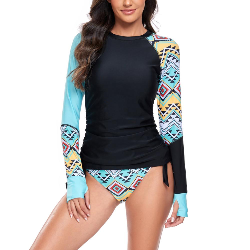 Women's Long Sleeve Two Piece Sun Swimwear Surf Swimsuit