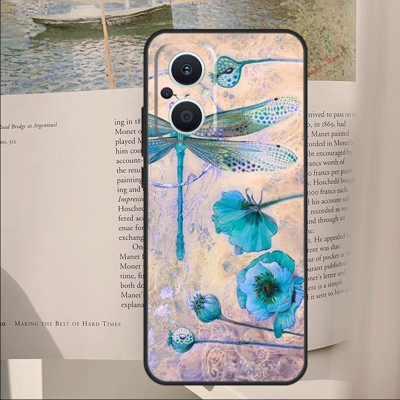 Dragonfly Pattern Cover For OPPO Reno 14F 11F 12F 13F 10 11 12 13 14 Pro 7 8 Lite OPPO Find X6 X8 X9 Pro Case
