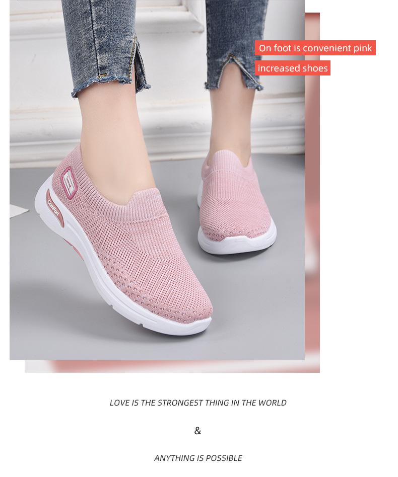 Дышащие повседневные женские слипоны из Flyknit с мягкой подошвой для пожилых и среднего возраста