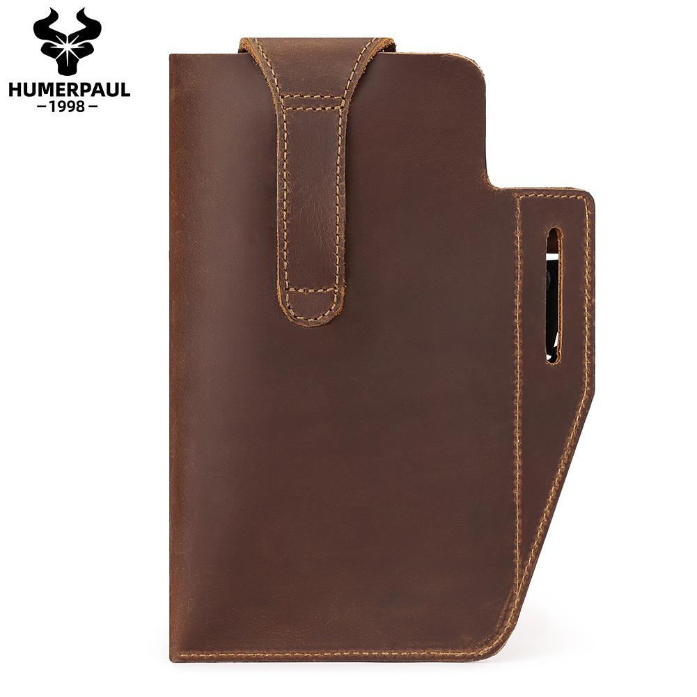 Humerpaul Мужская кожаная поясная сумка из натуральной кожи, большая вместительная сумка для мобильного телефона, чехол для ключей