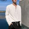 Men Autumn Spring V Neck Lace Up Pullovers Solid Color Casual Rib Tops