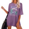 Женская свободная футболка с коротким рукавом и круглым вырезом, напечатанная буквами
