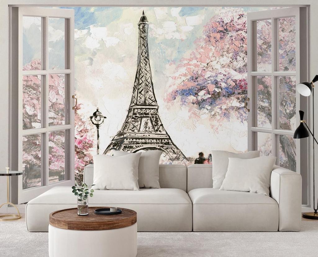 Wallpaper Window View Eiffel Tower Paris France